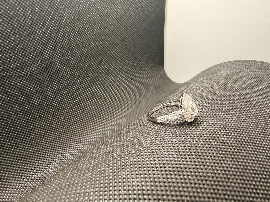 JTV 1.53CTW Pear Lab White Sapphire Rhodium Sterling Silver Halo Ring Sz 8