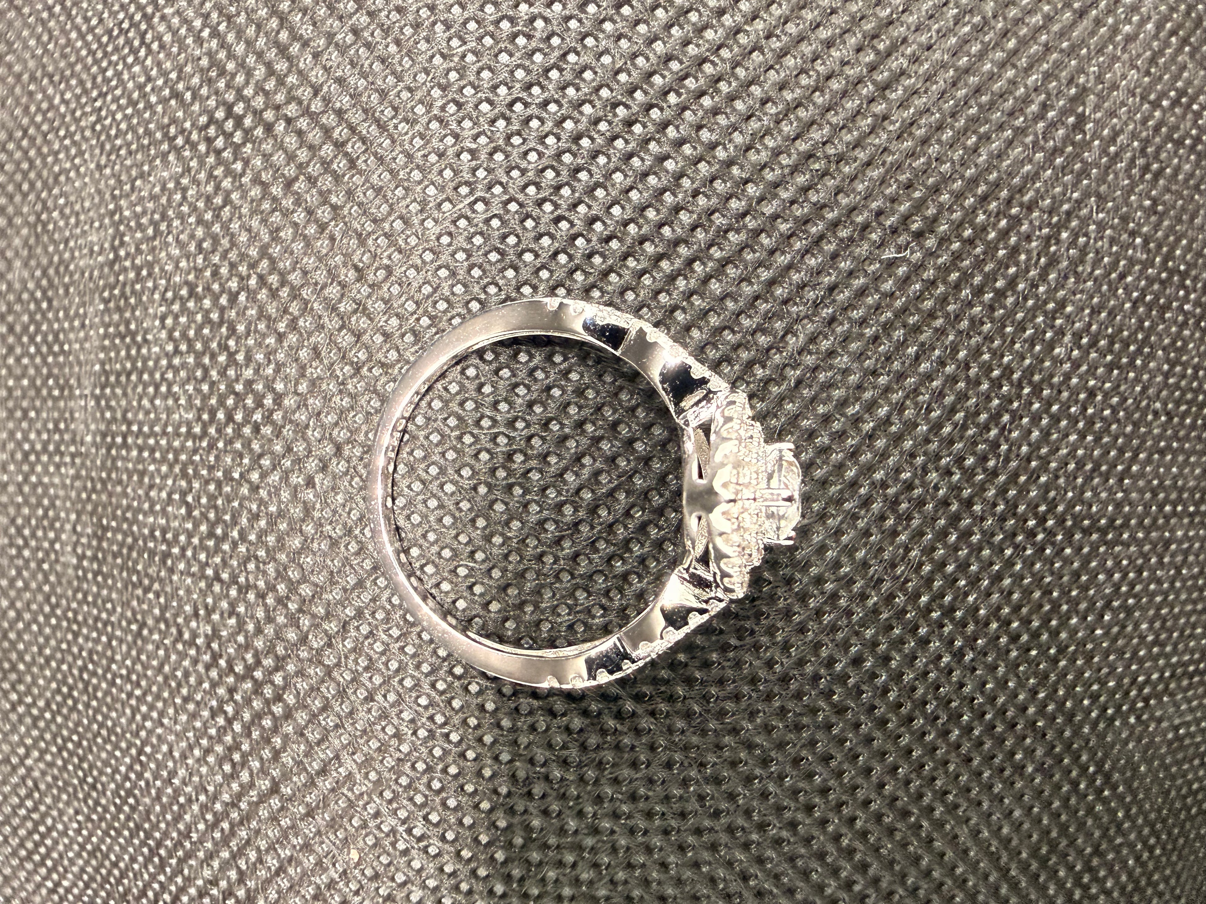 JTV 1.53CTW Pear Lab White Sapphire Rhodium Sterling Silver Halo Ring Sz 8