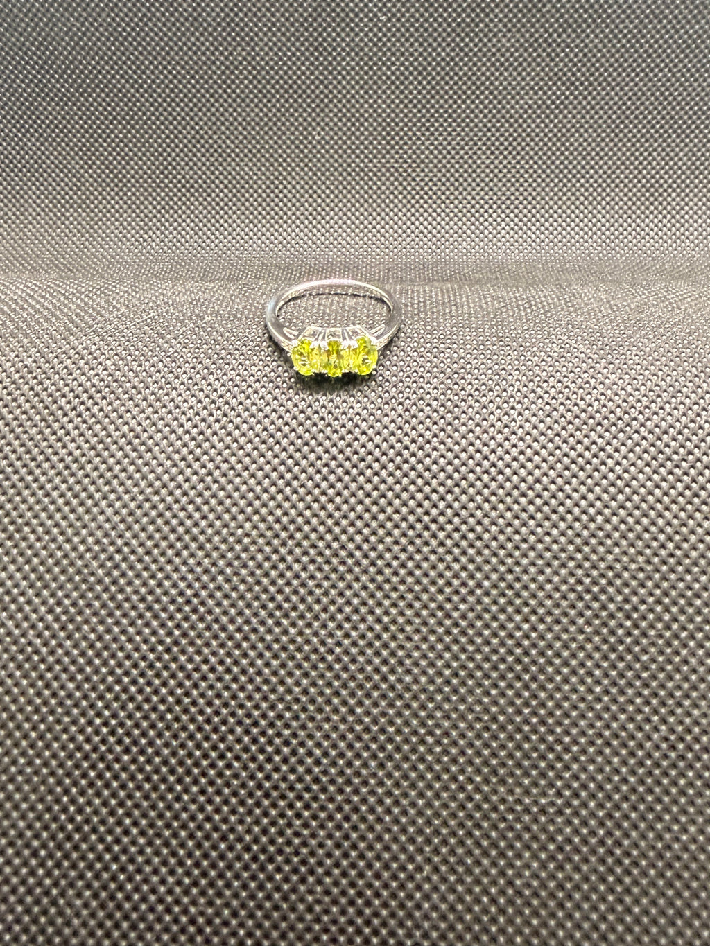 JTV Manchurian Peridot 3-Stone Ring 1.26ctw Rhodium Over Sterling Silver Size 8