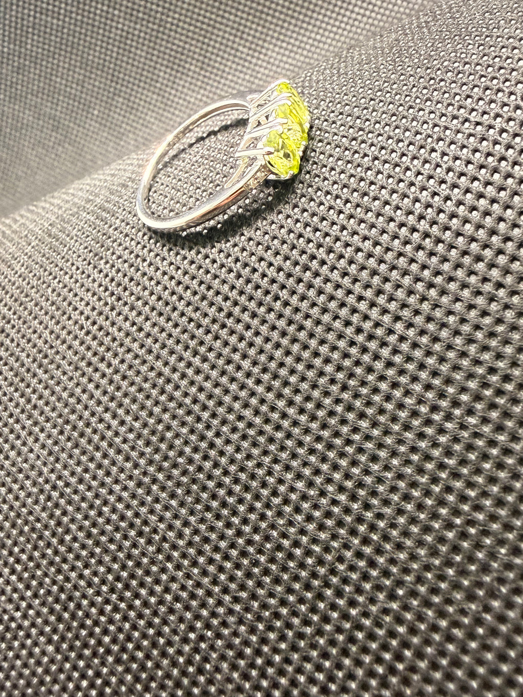 JTV Manchurian Peridot 3-Stone Ring 1.26ctw Rhodium Over Sterling Silver Size 8