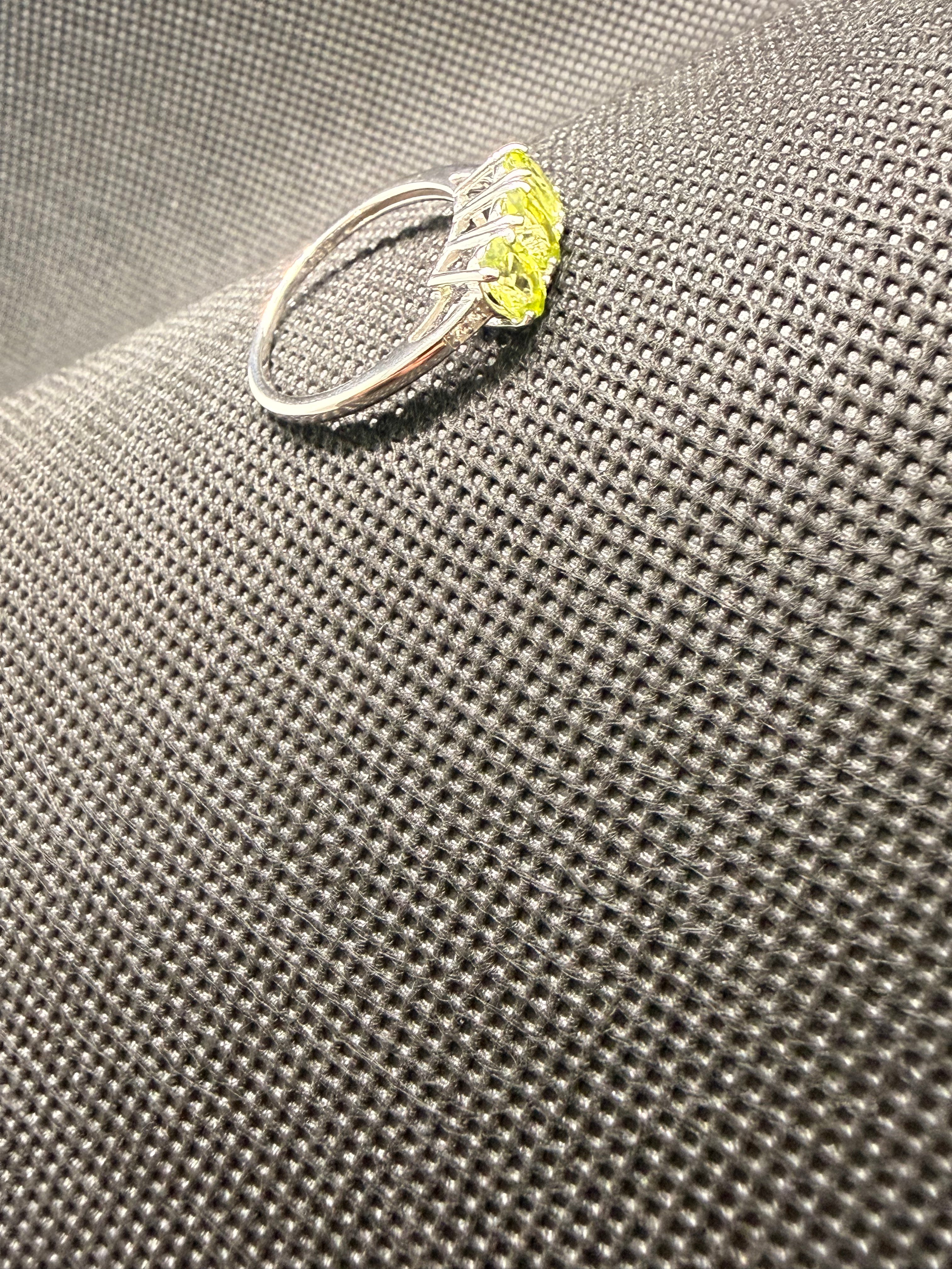 JTV Manchurian Peridot 3-Stone Ring 1.26ctw Rhodium Over Sterling Silver Size 8