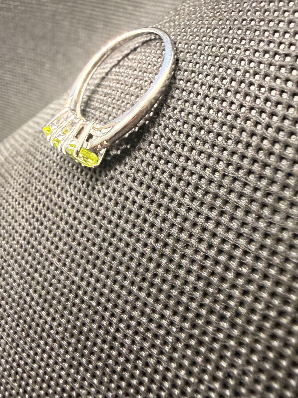 JTV Manchurian Peridot 3-Stone Ring 1.26ctw Rhodium Over Sterling Silver Size 8