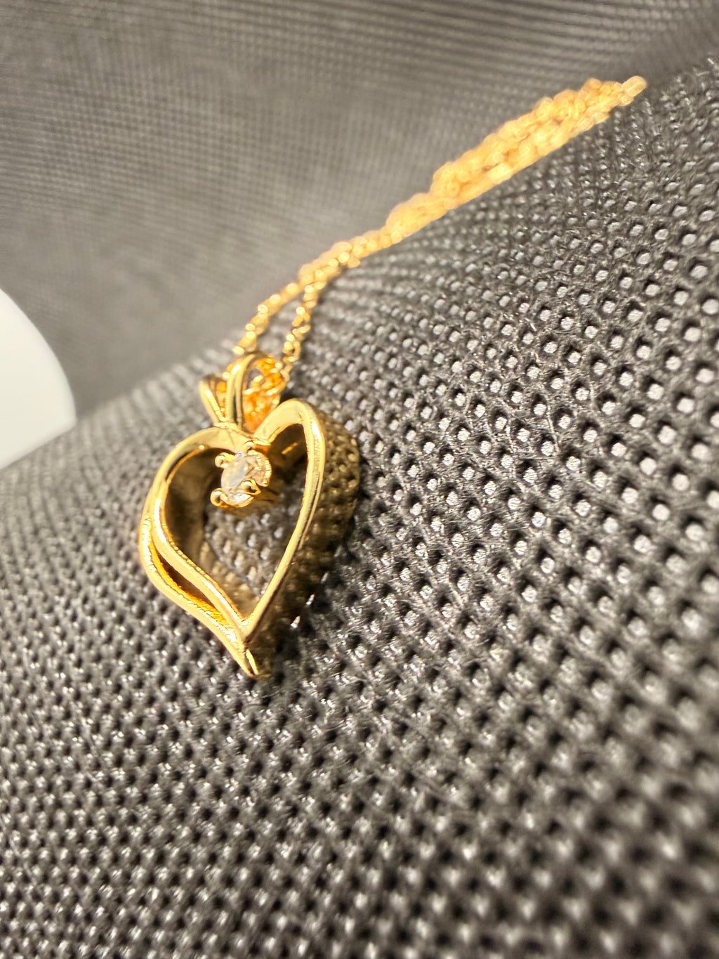JTV White Topaz Open Heart Pendant Necklace 14K Gold Over Brass 18" Chain