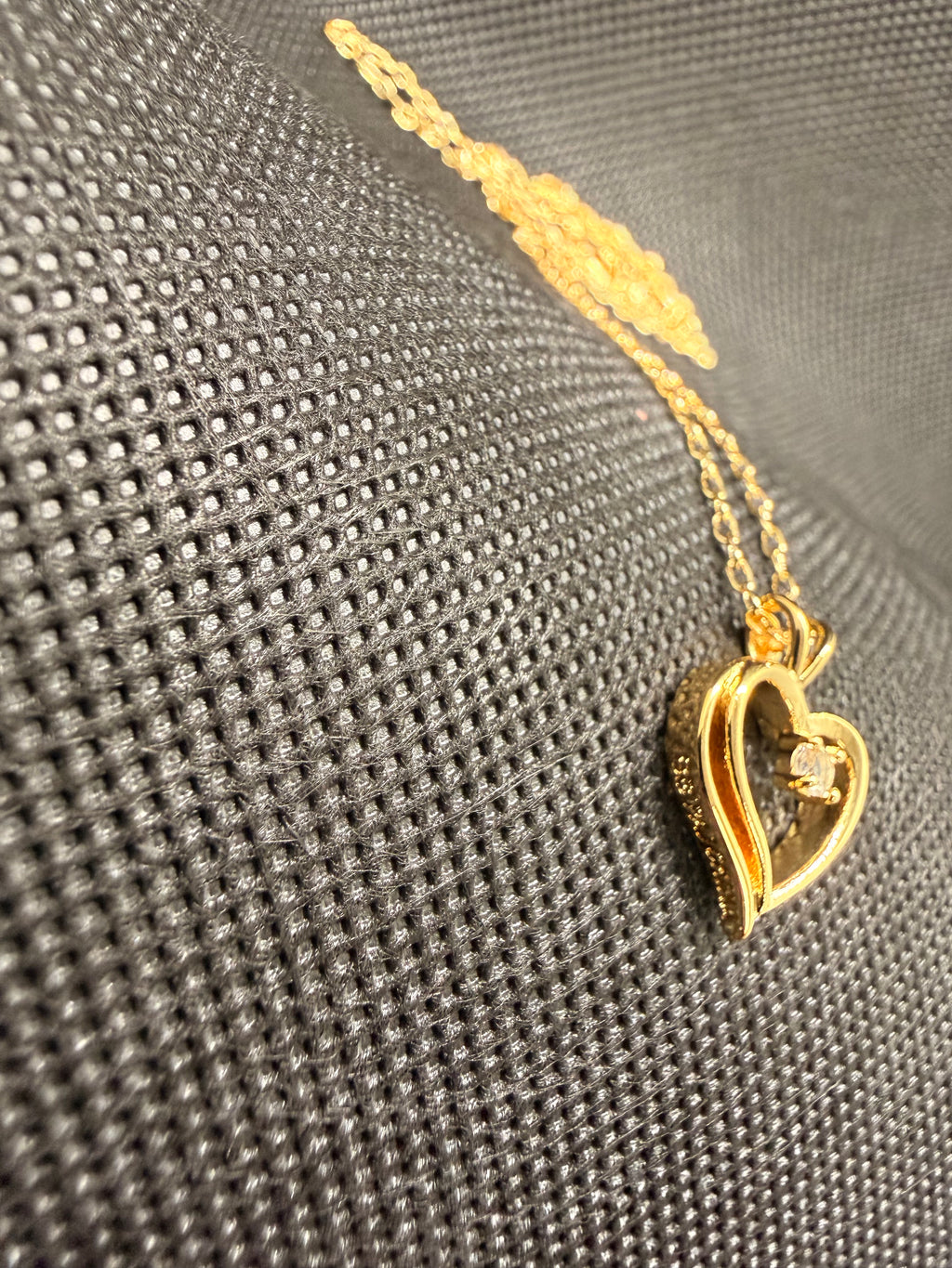 JTV White Topaz Open Heart Pendant Necklace 14K Gold Over Brass 18" Chain