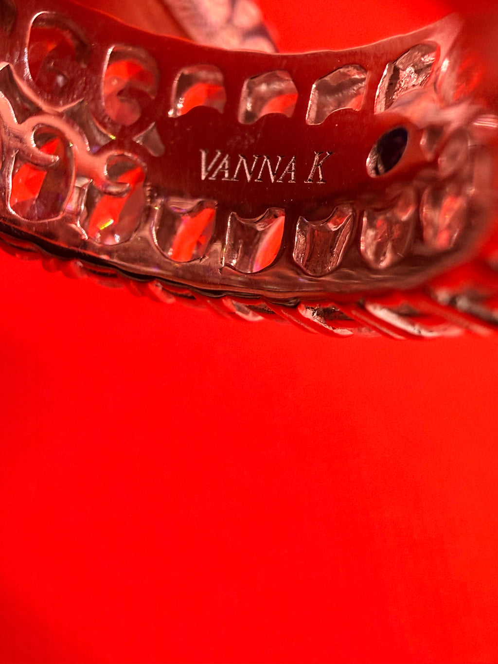 Vanna K 925 Sterling Silver CZ 3-Row Eternity Band Ring Size 8