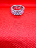 Vanna K 925 Sterling Silver CZ 3-Row Eternity Band Ring Size 8