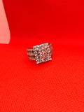 925 Sterling Silver Princess CZ Cluster Halo Wide Baguette Band Statement Ring Size 8