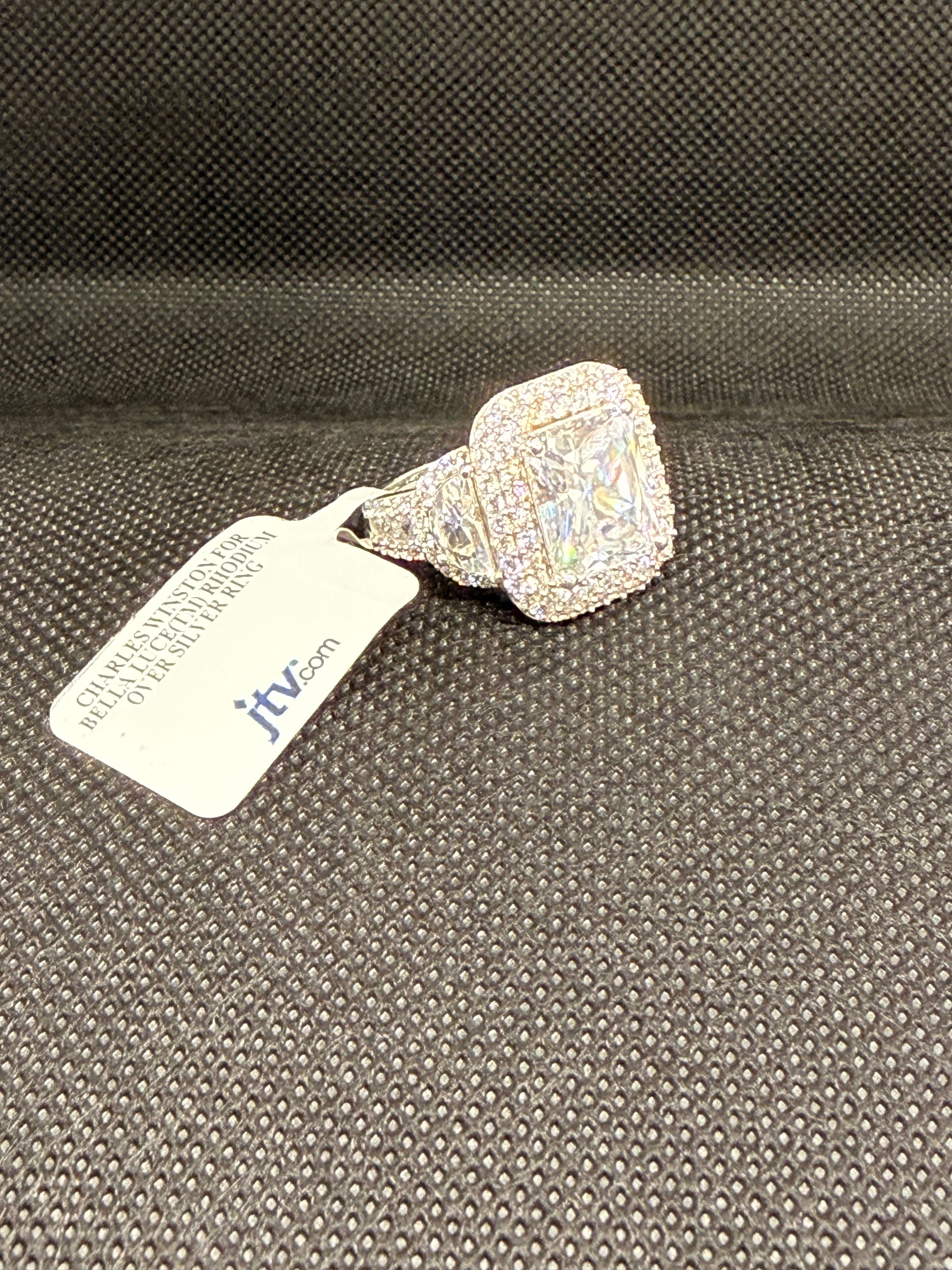 Charles Winston Bella Luce Radiant CZ Double Halo Ring | 925 Silver | Size 8 | NWT