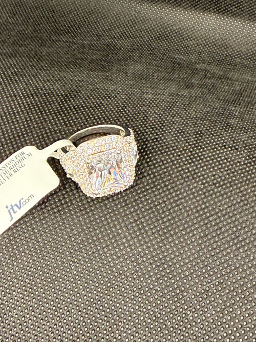 Charles Winston Bella Luce Radiant CZ Double Halo Ring | 925 Silver | Size 8 | NWT