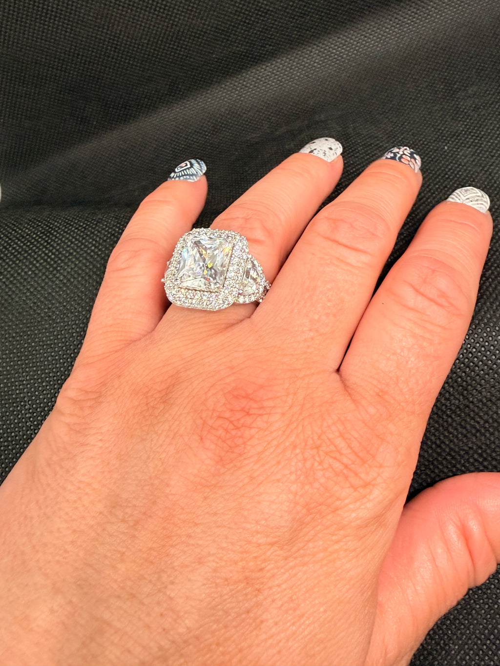 Charles Winston Bella Luce Radiant CZ Double Halo Ring | 925 Silver | Size 8 | NWT