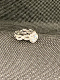 CZ Round Halo Ring | Infinity Twist Pave Shank | 925 Sterling Silver | Size 8
