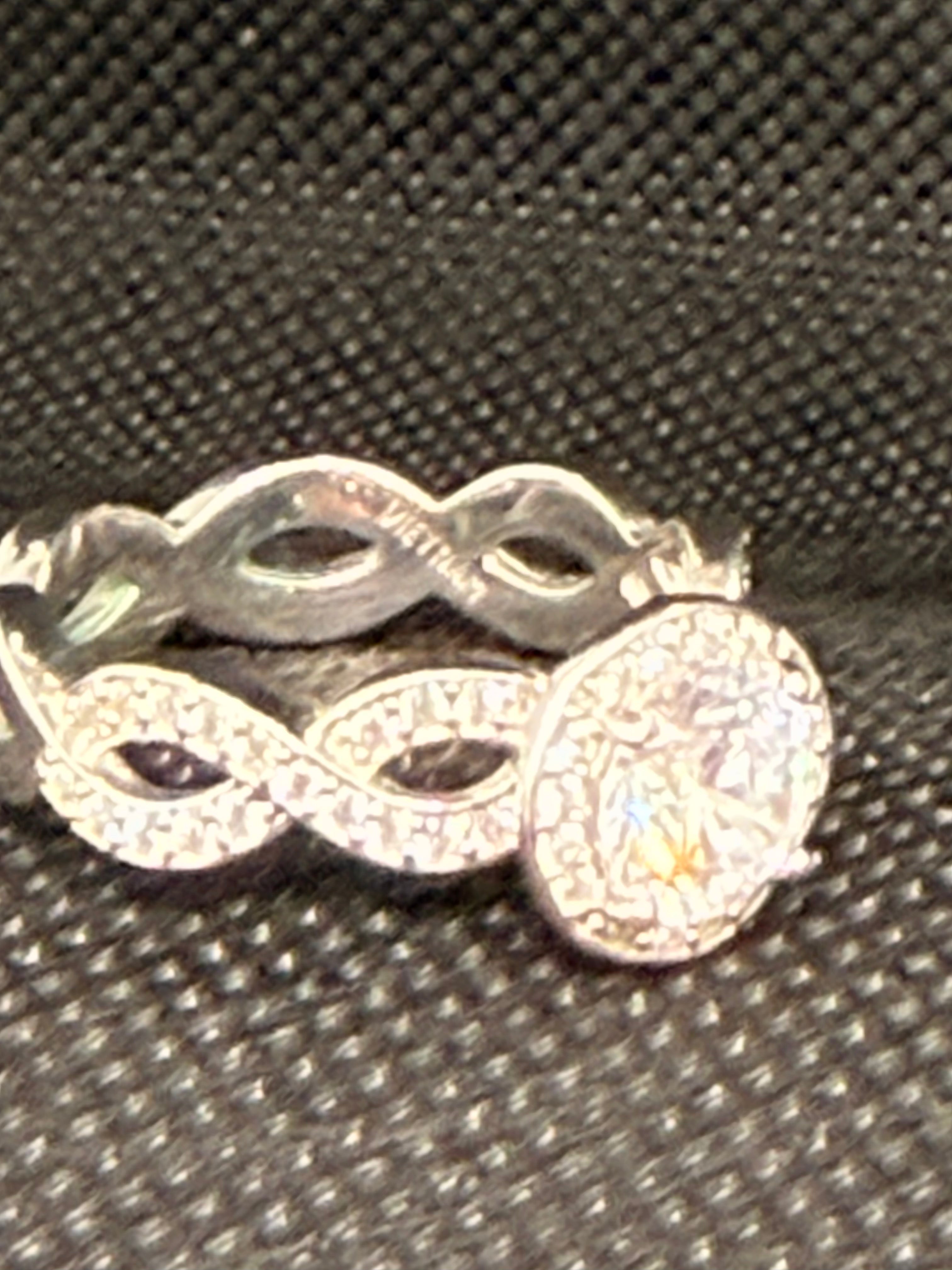 CZ Round Halo Ring | Infinity Twist Pave Shank | 925 Sterling Silver | Size 8