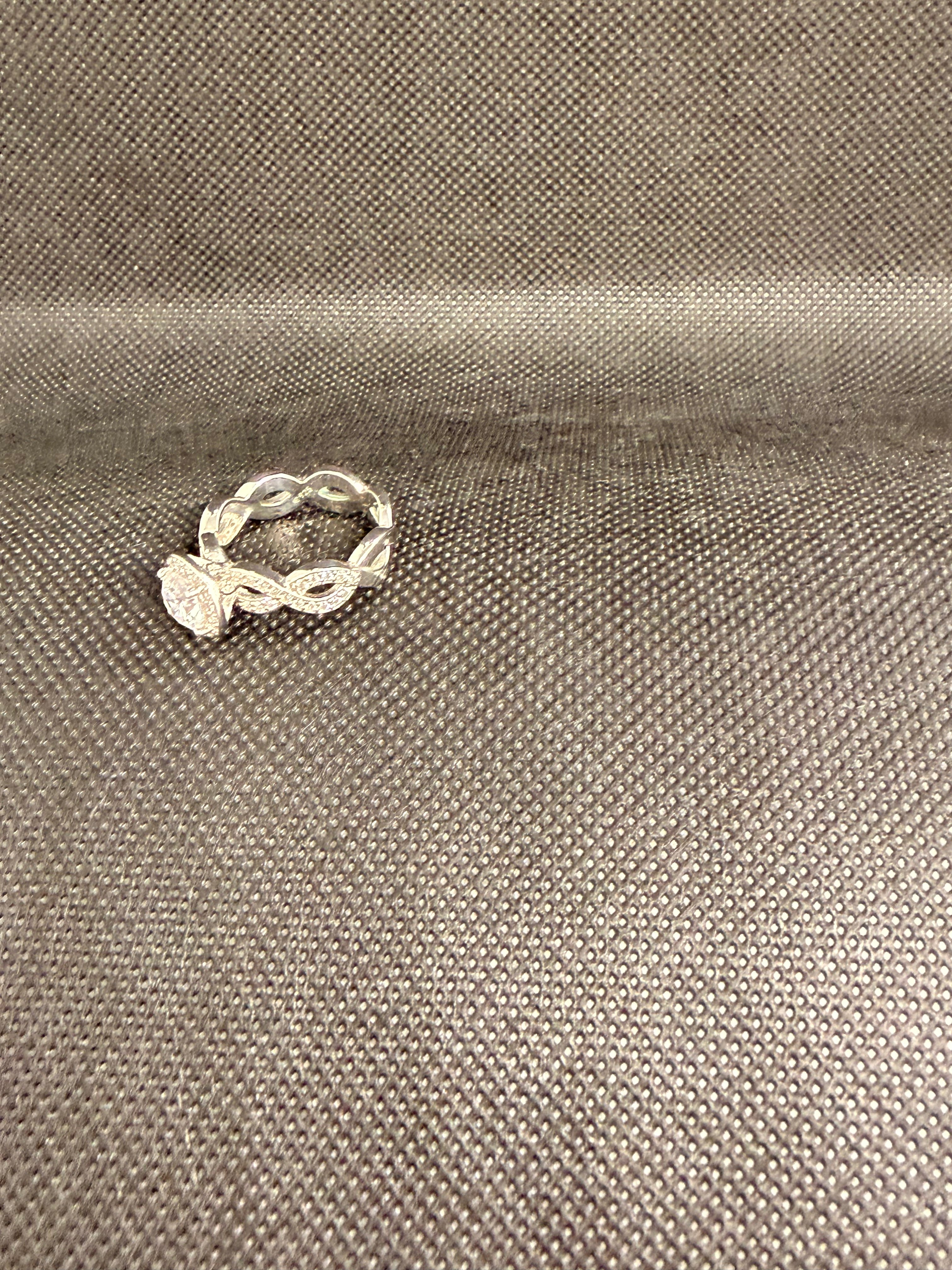 CZ Round Halo Ring | Infinity Twist Pave Shank | 925 Sterling Silver | Size 8