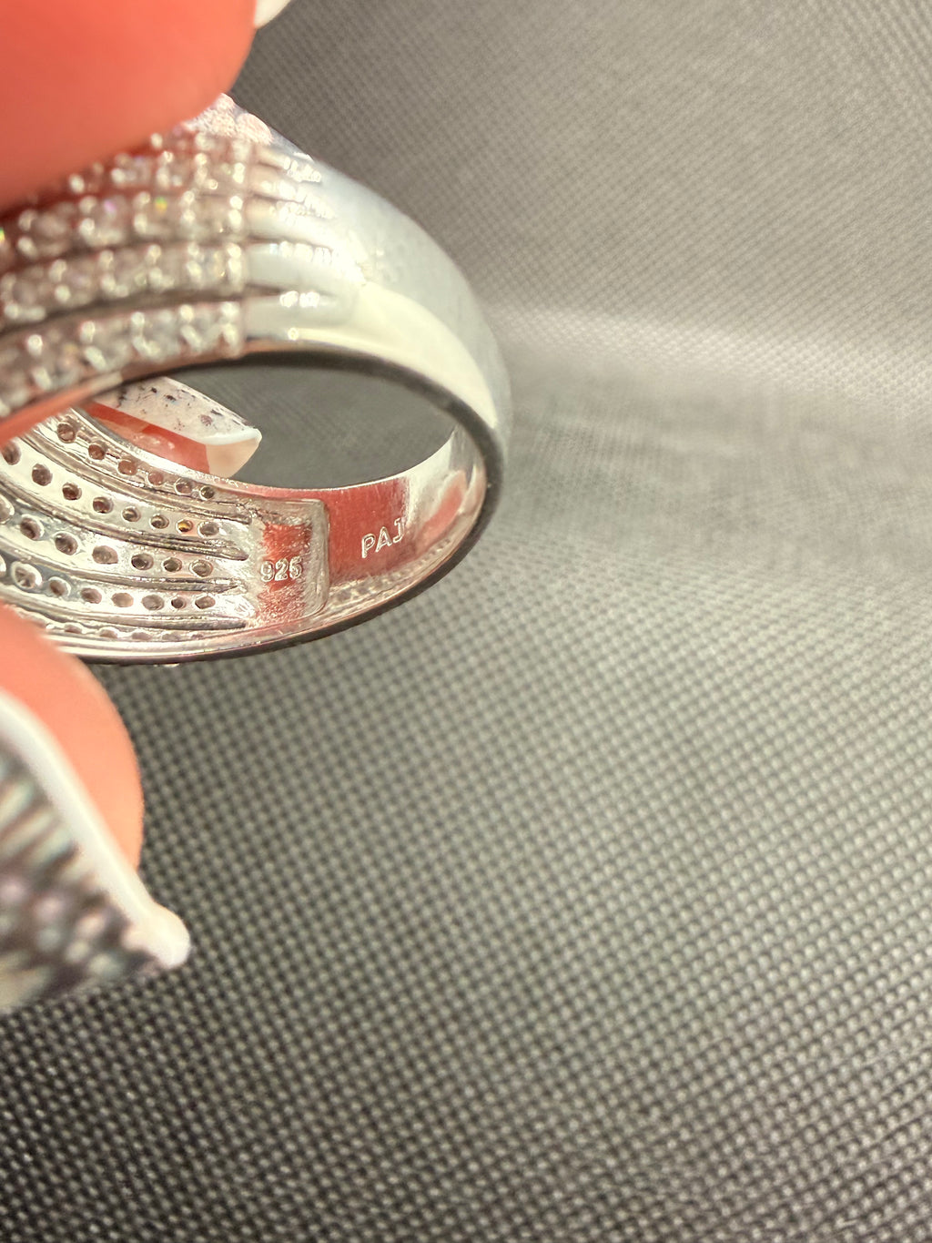 Two-Tone CZ Pave Multi-Row Wide Cocktail Ring | 925 Sterling Silver | Size 8