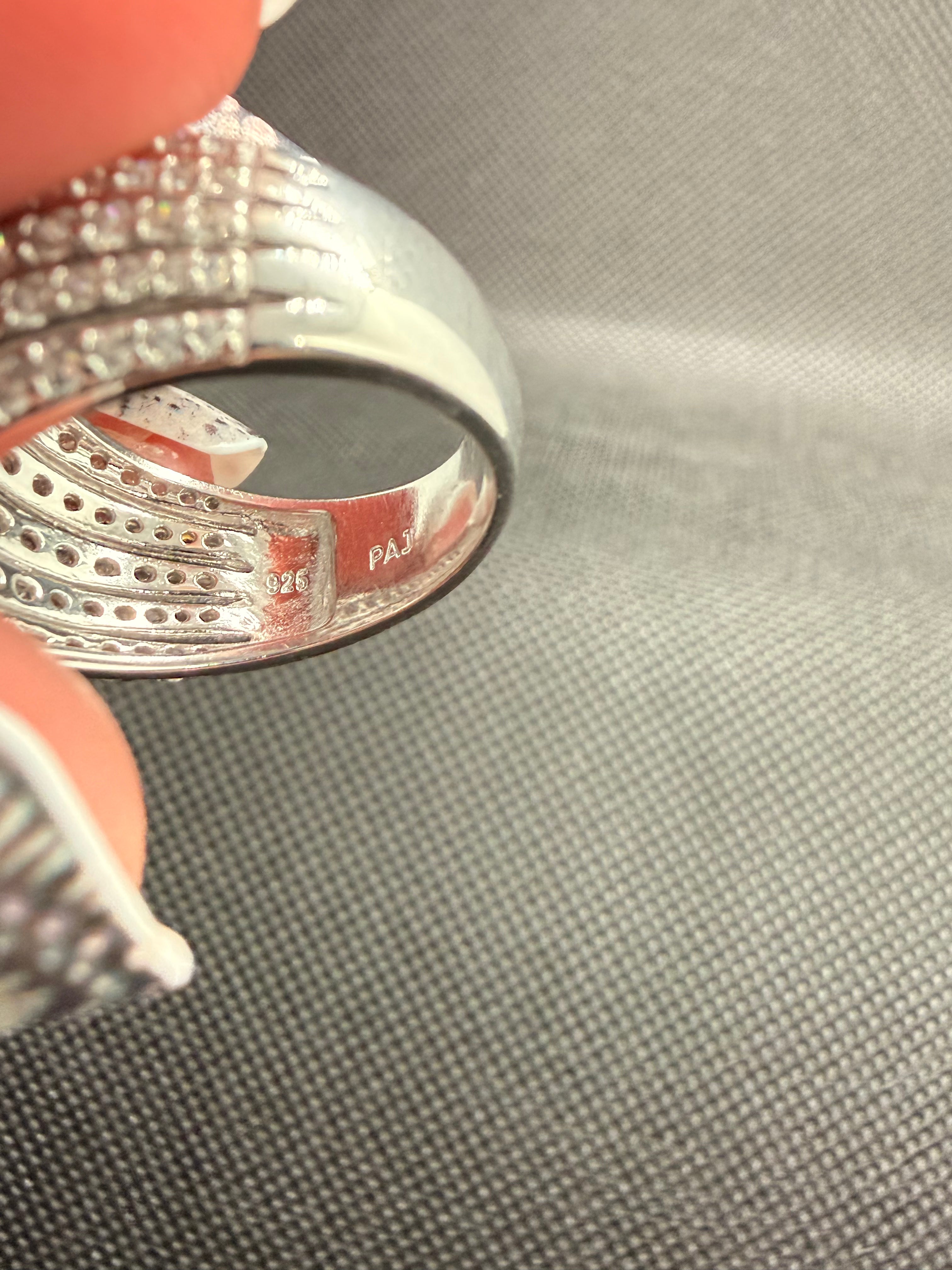 Two-Tone CZ Pave Multi-Row Wide Cocktail Ring | 925 Sterling Silver | Size 8