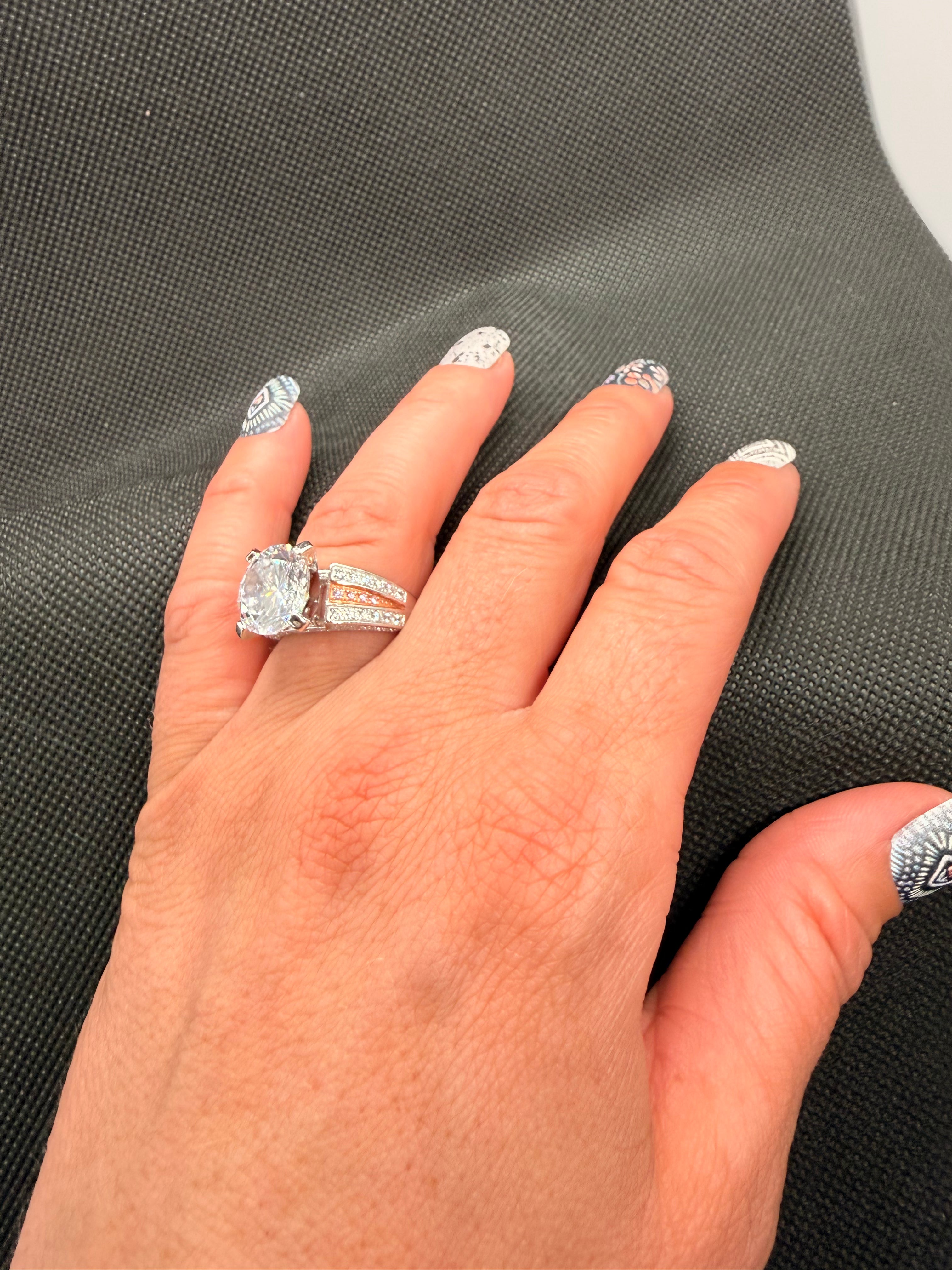 Bella Luce 11.85 CTW White & Pink CZ Ring | Platinum Over Silver | Size 8 | NWT