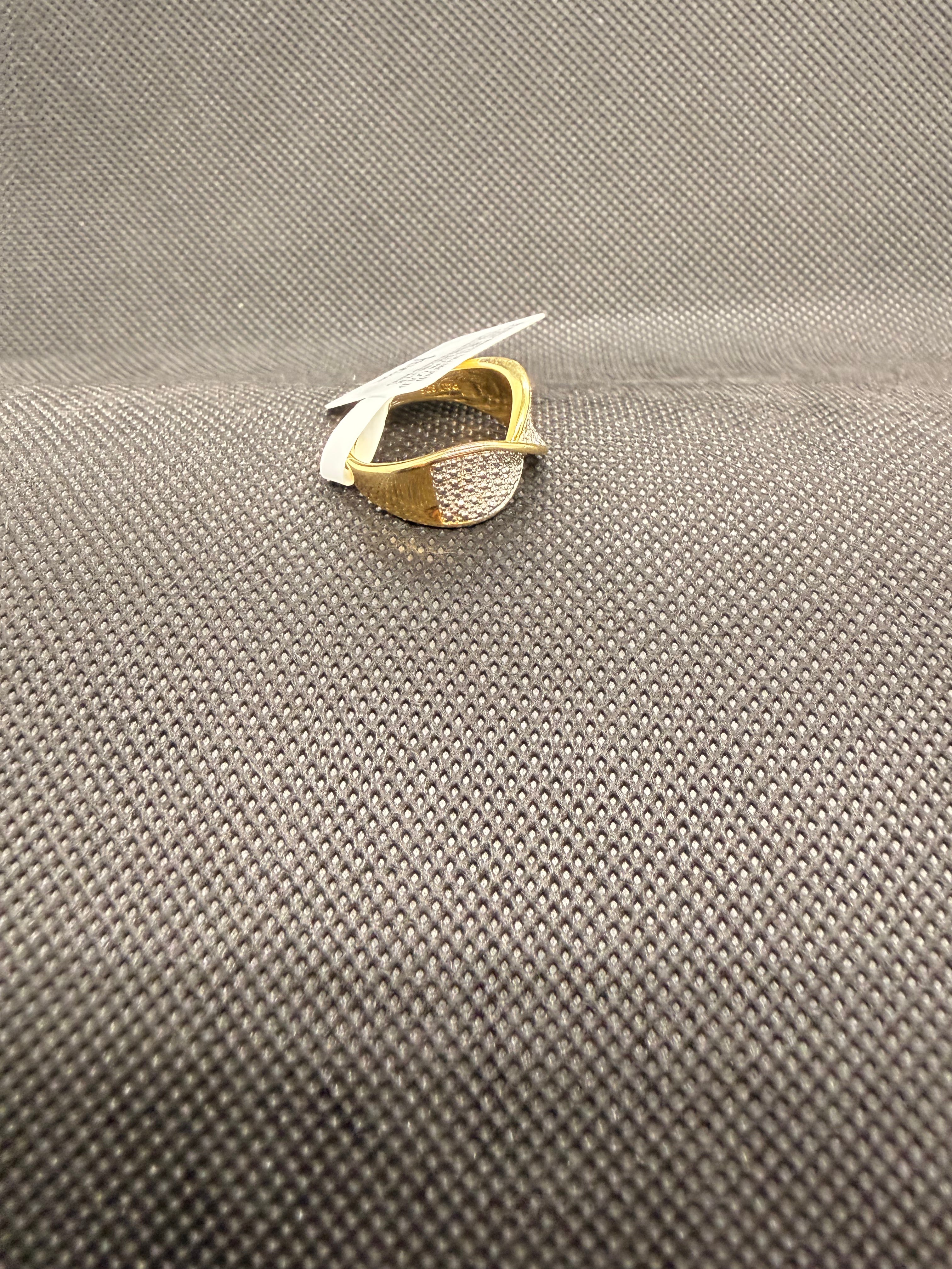 JTV White Diamond Accent Crossover Band Ring | 18K Gold Over Silver | Size 8 | NWT