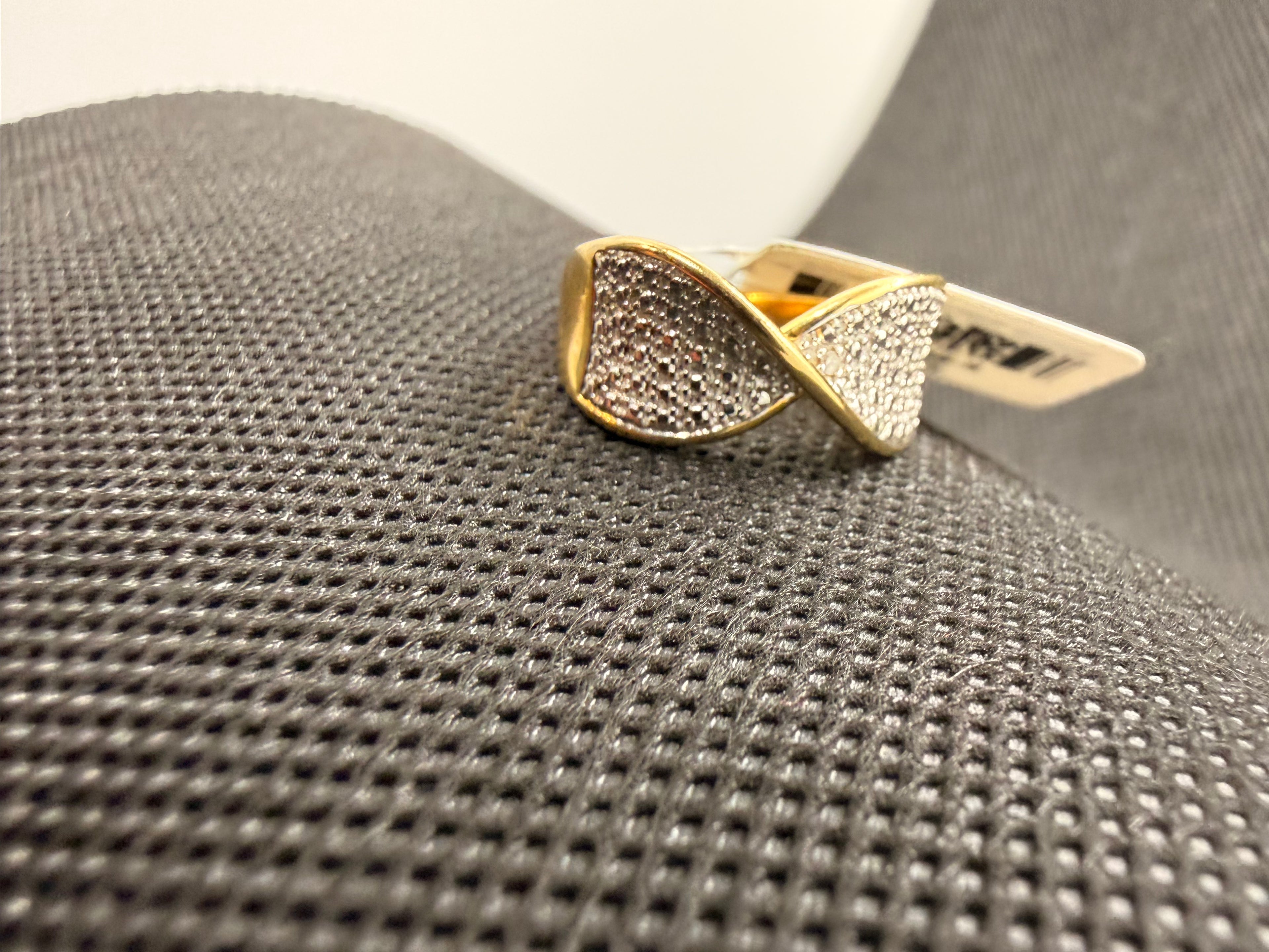 JTV White Diamond Accent Crossover Band Ring | 18K Gold Over Silver | Size 8 | NWT