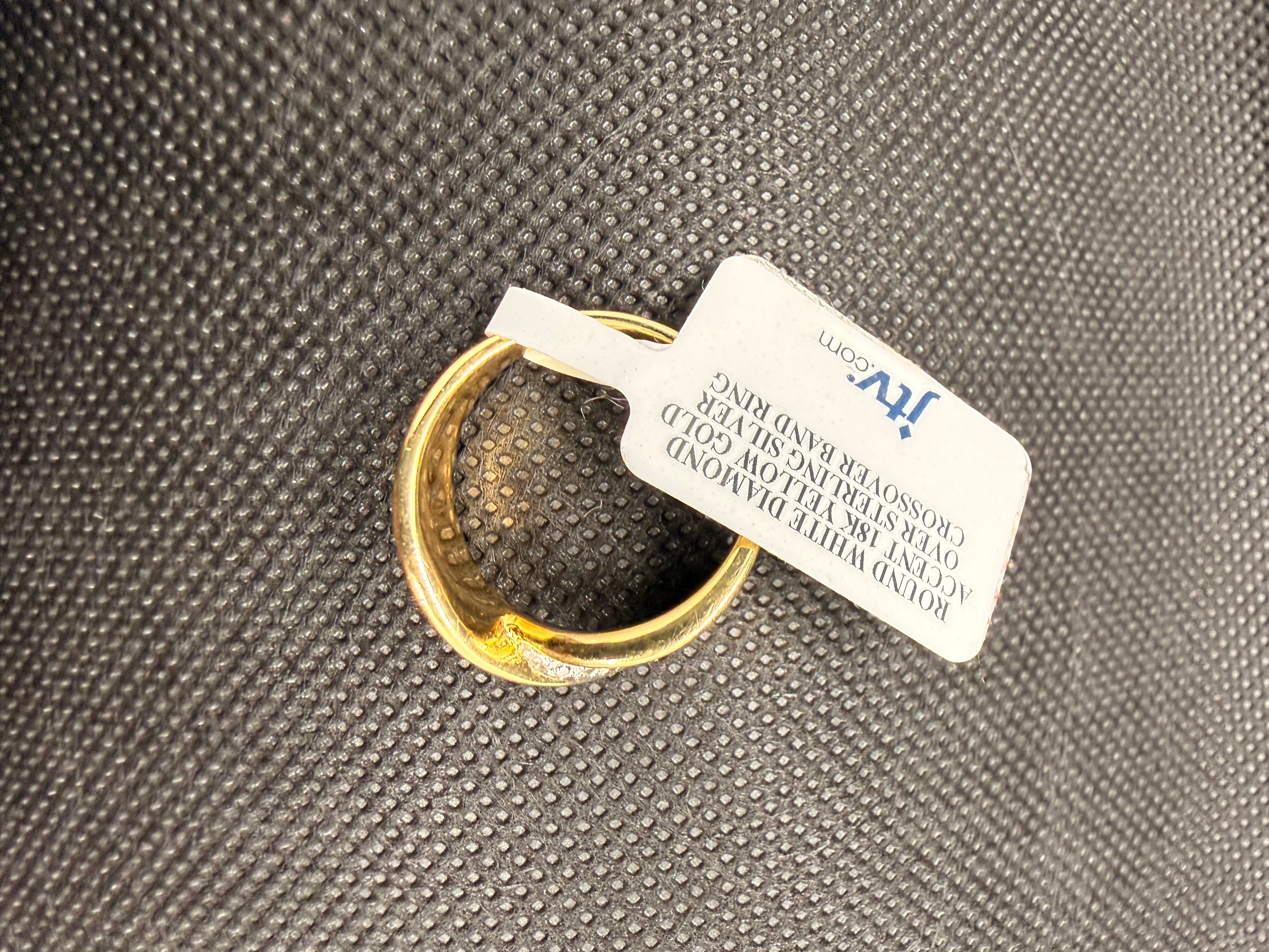 JTV White Diamond Accent Crossover Band Ring | 18K Gold Over Silver | Size 8 | NWT