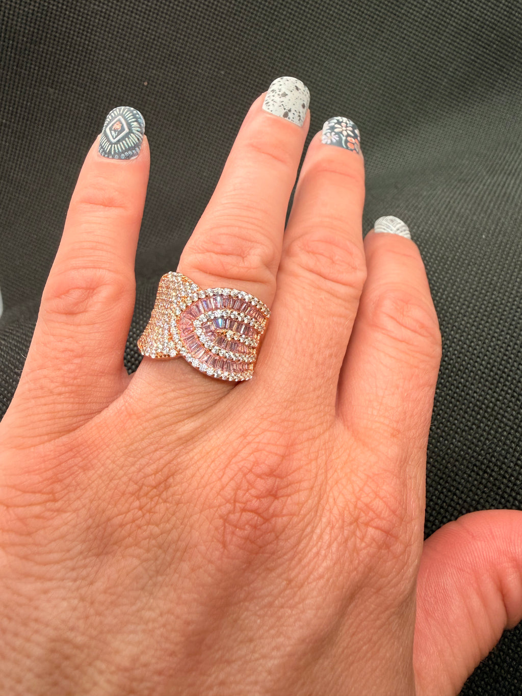 Bella Luce Eterno Pink White CZ Rose Gold Sterling Silver Ring Size 8 NWT