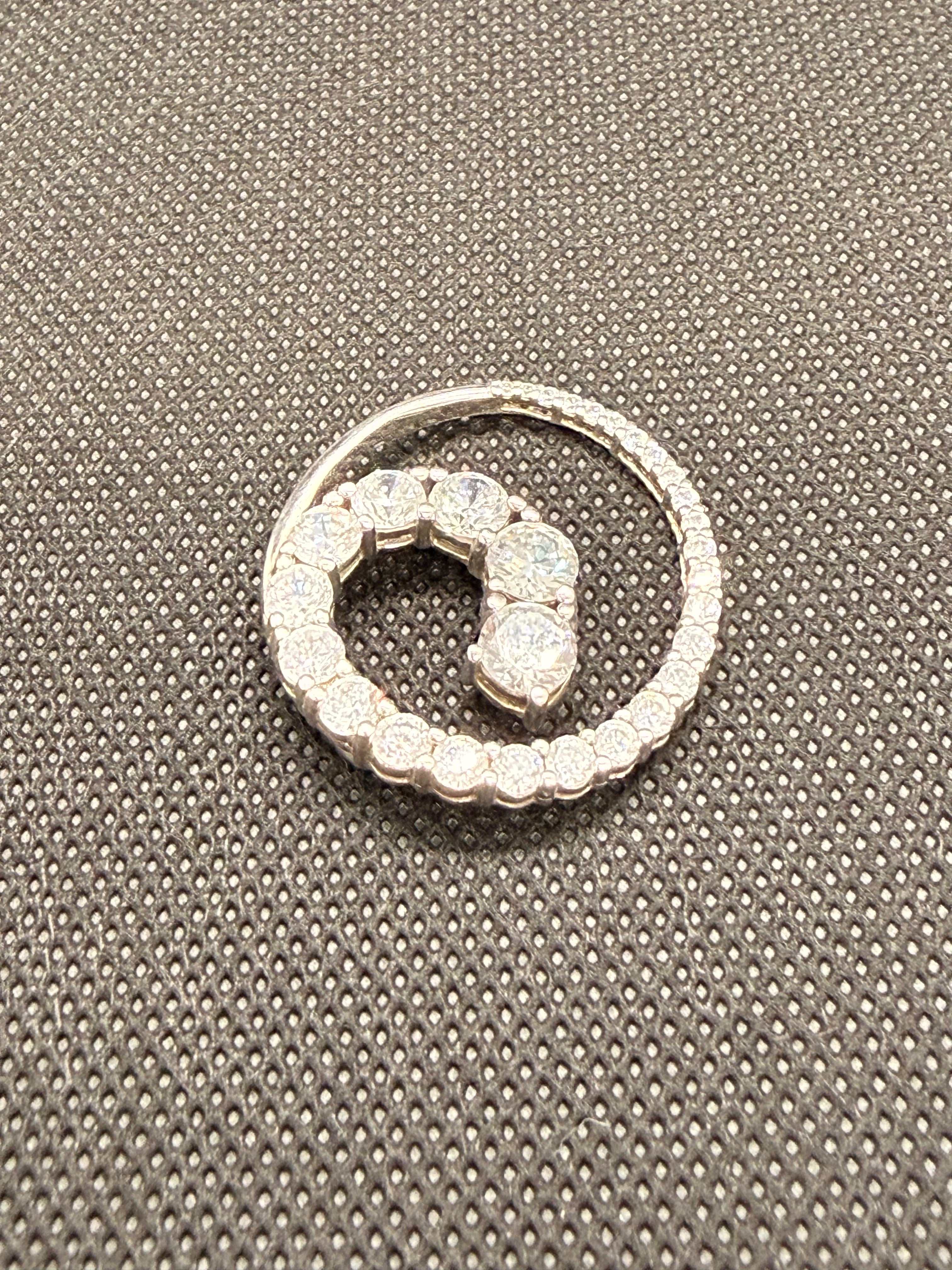 925 Sterling Silver CZ Spiral Swirl Pendant – 1.70 CTW Pave Cluster Necklace Pendant