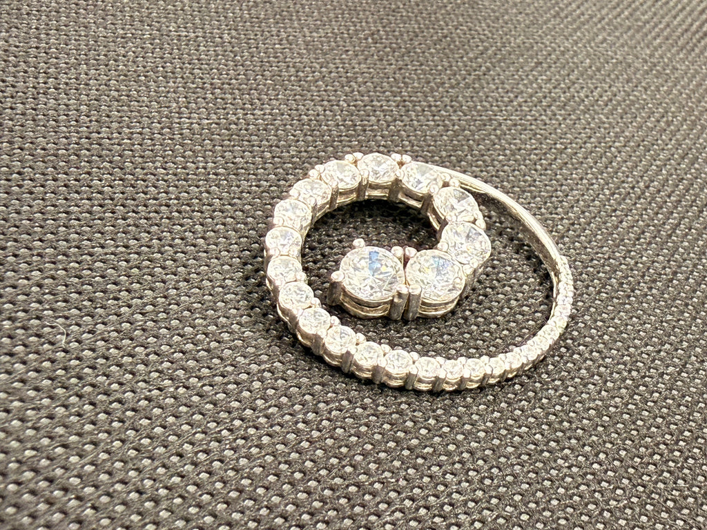 925 Sterling Silver CZ Spiral Swirl Pendant – 1.70 CTW Pave Cluster Necklace Pendant