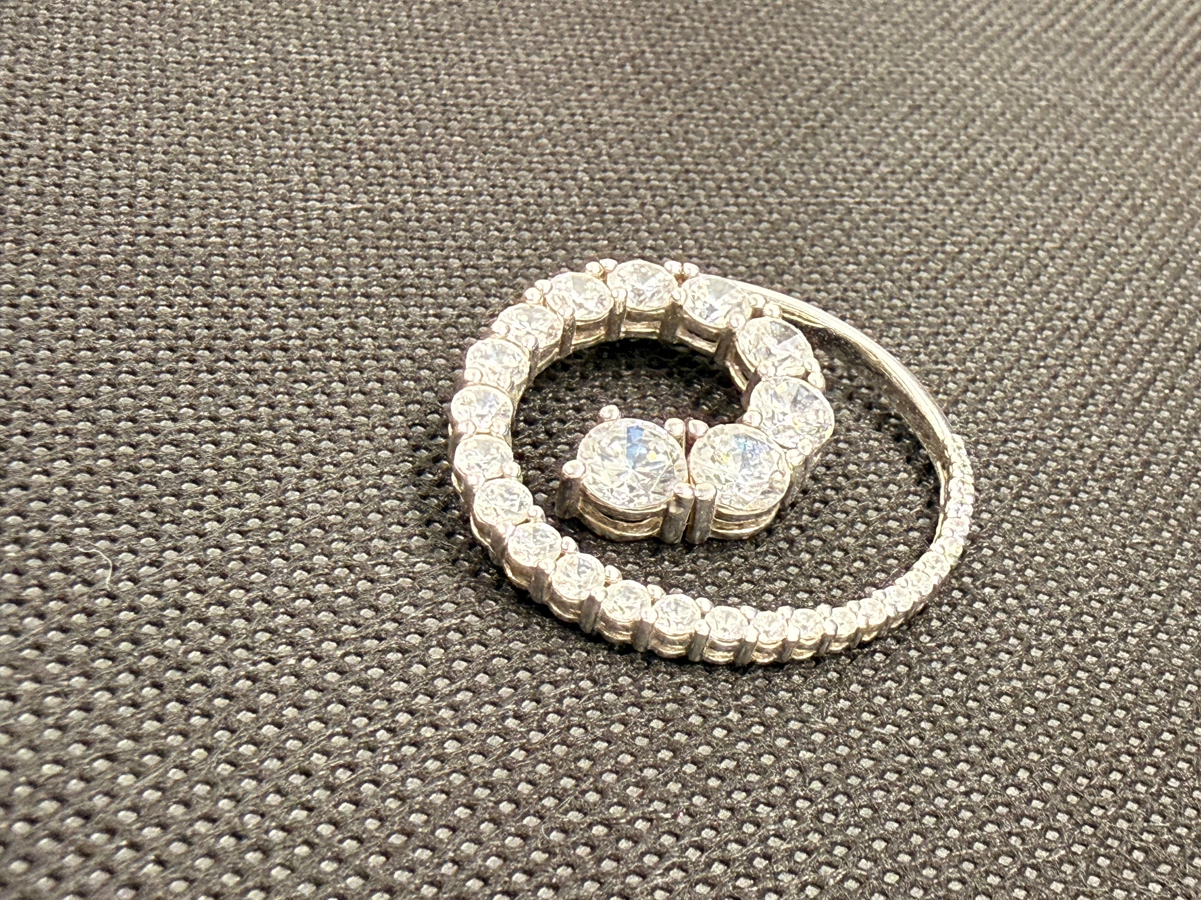 925 Sterling Silver CZ Spiral Swirl Pendant – 1.70 CTW Pave Cluster Necklace Pendant