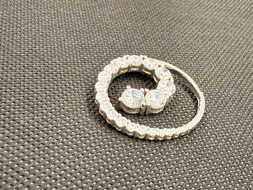 925 Sterling Silver CZ Spiral Swirl Pendant – 1.70 CTW Pave Cluster Necklace Pendant
