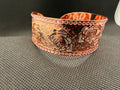 Rose Gold Copper Wide Cuff Bracelet – Filigree Rose Design with Pink Crystals