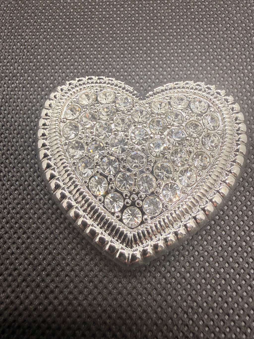 Pave Rhinestone Heart Magnetic Brooch | No-Pin Silver Tone Hijab Pin Scarf Clip