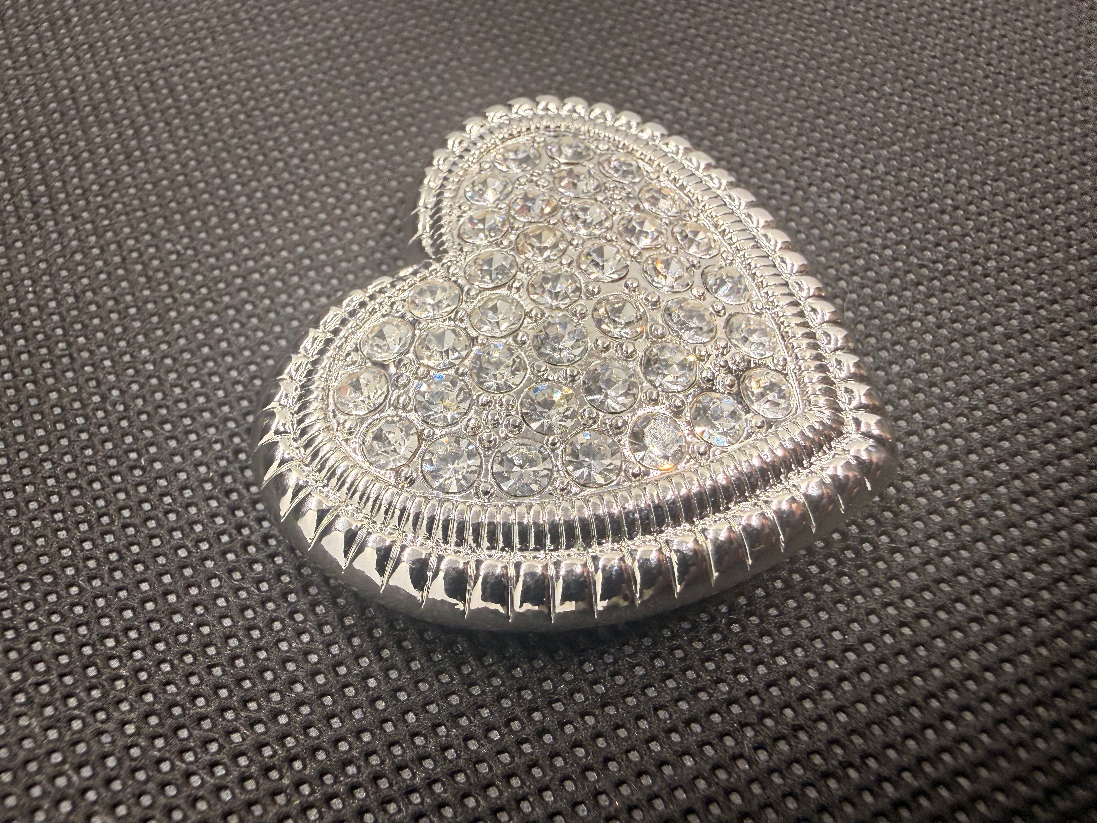 Pave Rhinestone Heart Magnetic Brooch | No-Pin Silver Tone Hijab Pin Scarf Clip