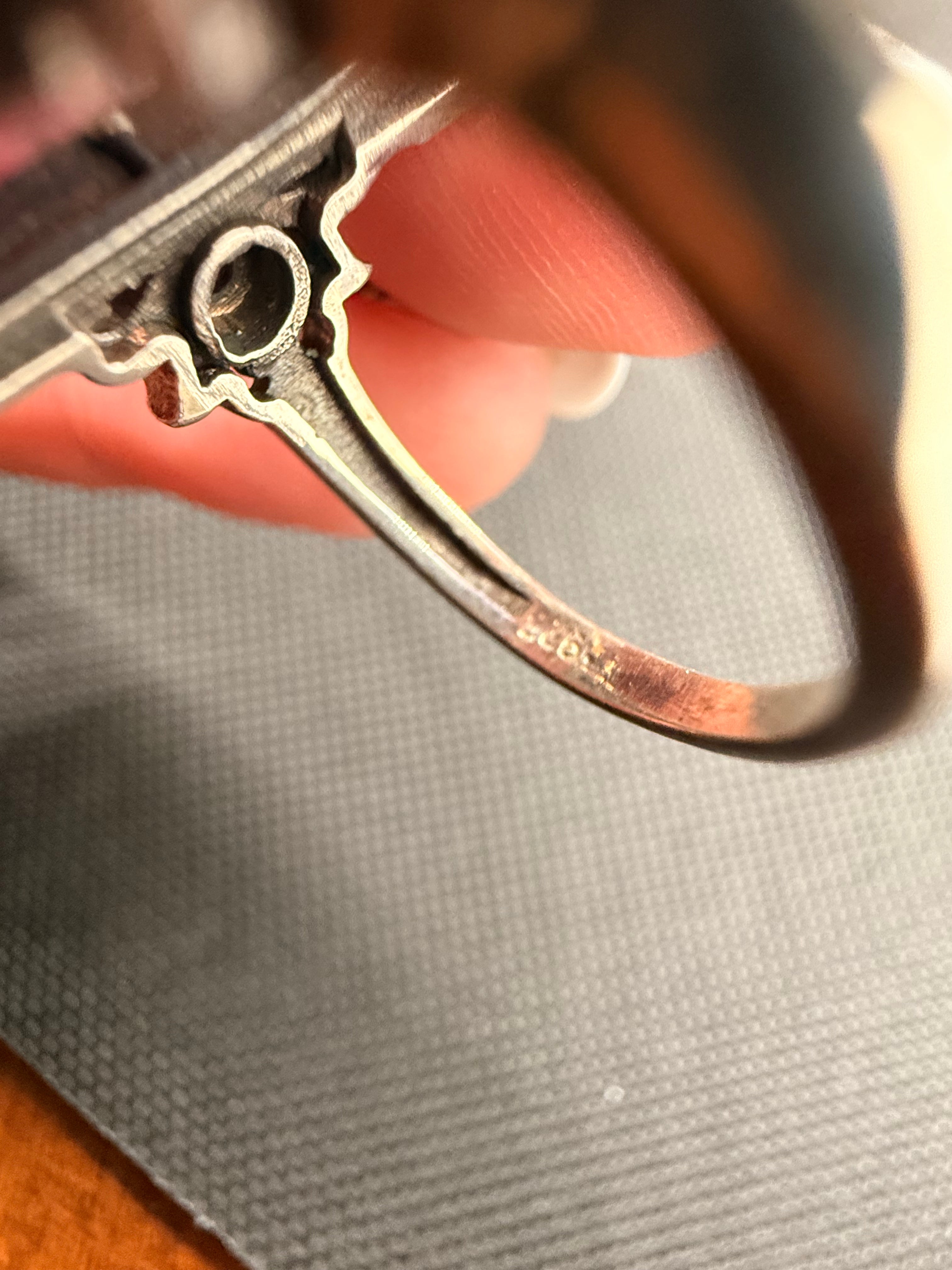 Genuine Rhodochrosite Rectangle Cabochon Sterling Silver Ring Size 7 with Purple Accents