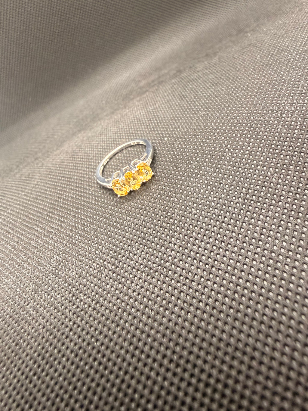 JTV 925 Rhodium Sterling Silver 3-Stone Oval Citrine Ring — 1.21 CTW Size 7