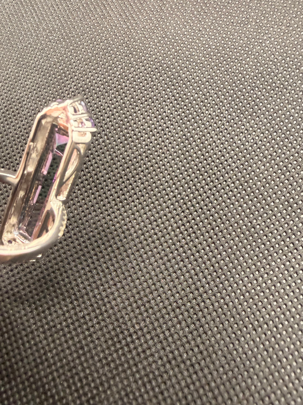 Watermelon Quartz Amethyst Halo Sterling Silver Cocktail Ring Size 7.5