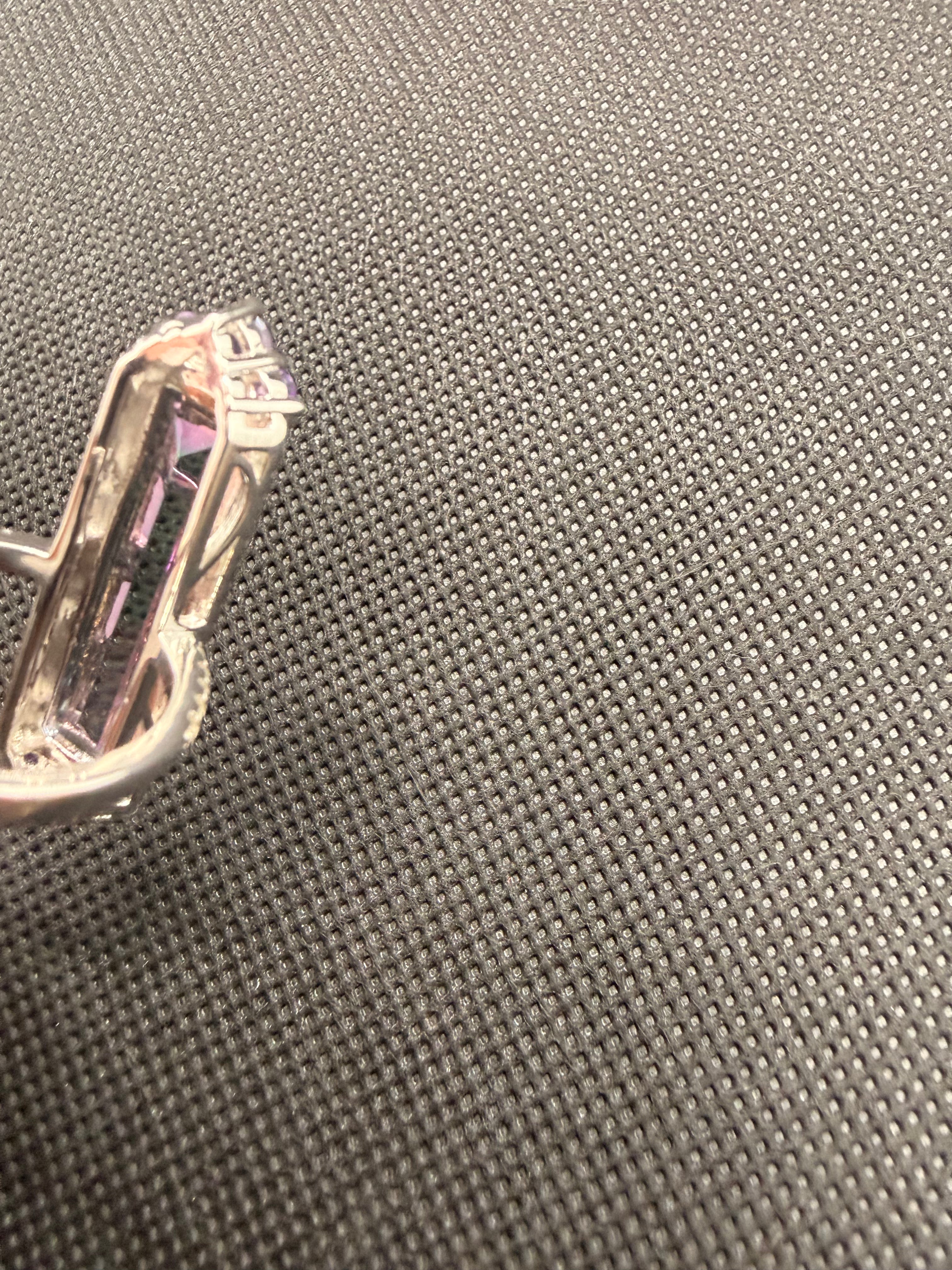 Watermelon Quartz Amethyst Halo Sterling Silver Cocktail Ring Size 7.5