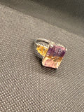 Earth Tone Quartz Filigree Sterling Silver Cocktail Ring Size 8