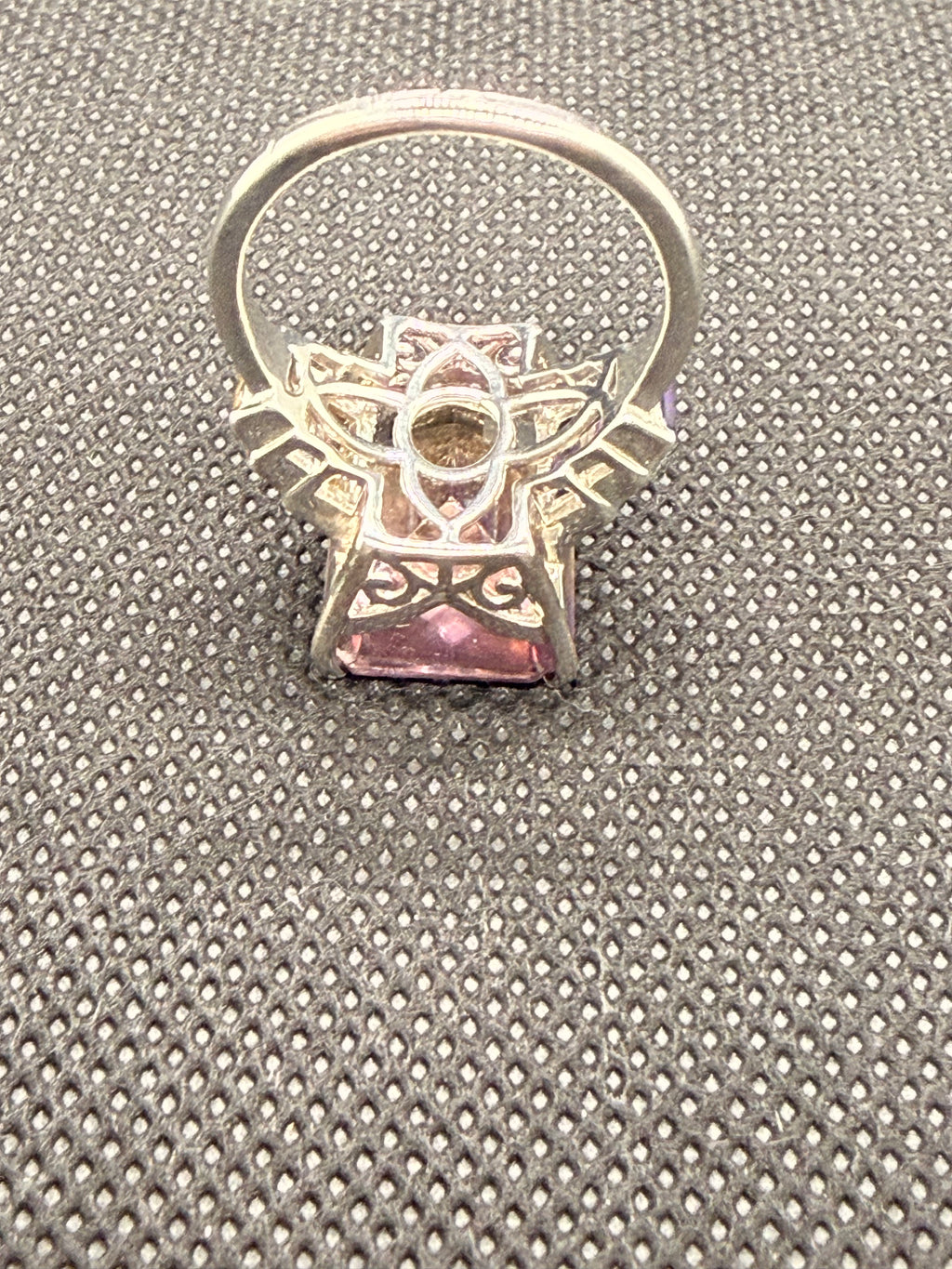 Earth Tone Quartz Filigree Sterling Silver Cocktail Ring Size 8